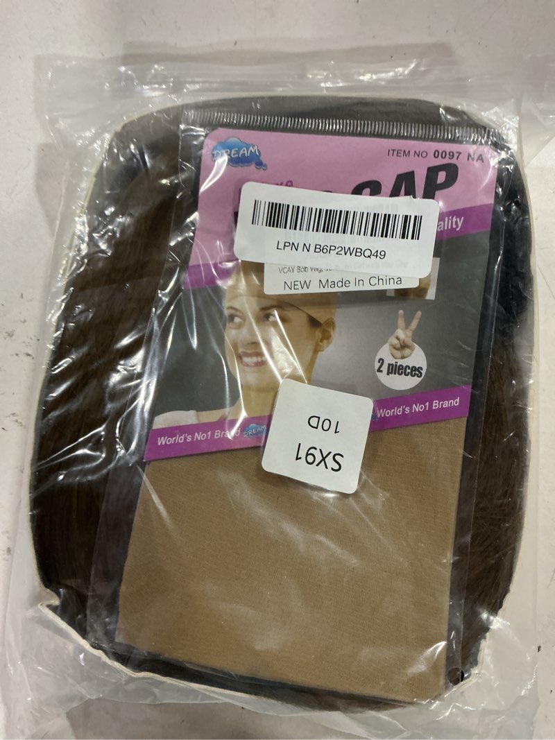 Condition photo showing New/Like New for brown bob wig with bangs, 12 inch straight short bob wig, natural looking,heat resistant synthetic,adjustable straps wigs for women daily wear and party,with 2 free wig caps brown 12 inch