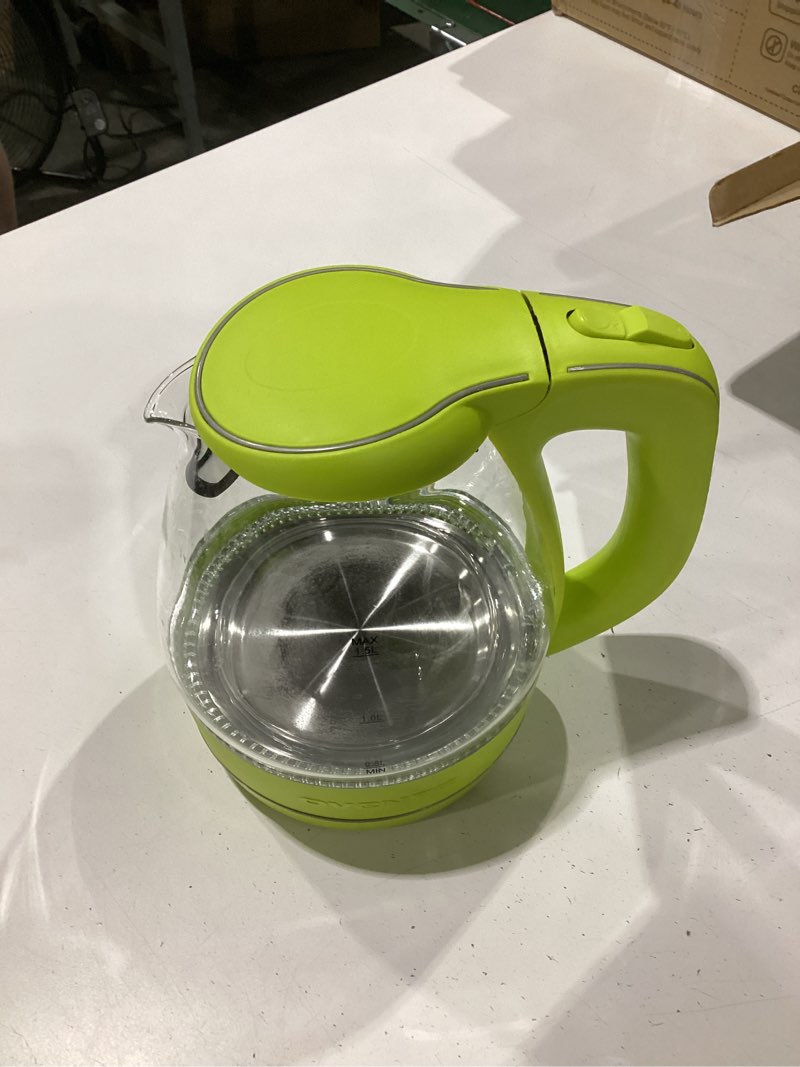Condition photo showing Good Condition for ovente 1.5l glass electric kettle water boiler, green kg83g | 1100w fast boiling, borosilicate glass, bpa-free, blue led, auto shut-off, boil-dry protection, removable filter, 360° base green 1.6 quarts