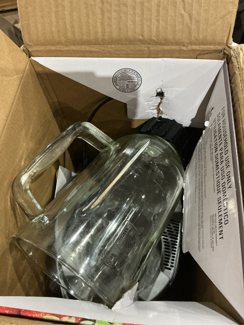 Condition photo showing As Is for BLACK+DECKER Countertop Blender with 6-Cup Glass Jar, 10-Speed Settings, Black, BL2010BG