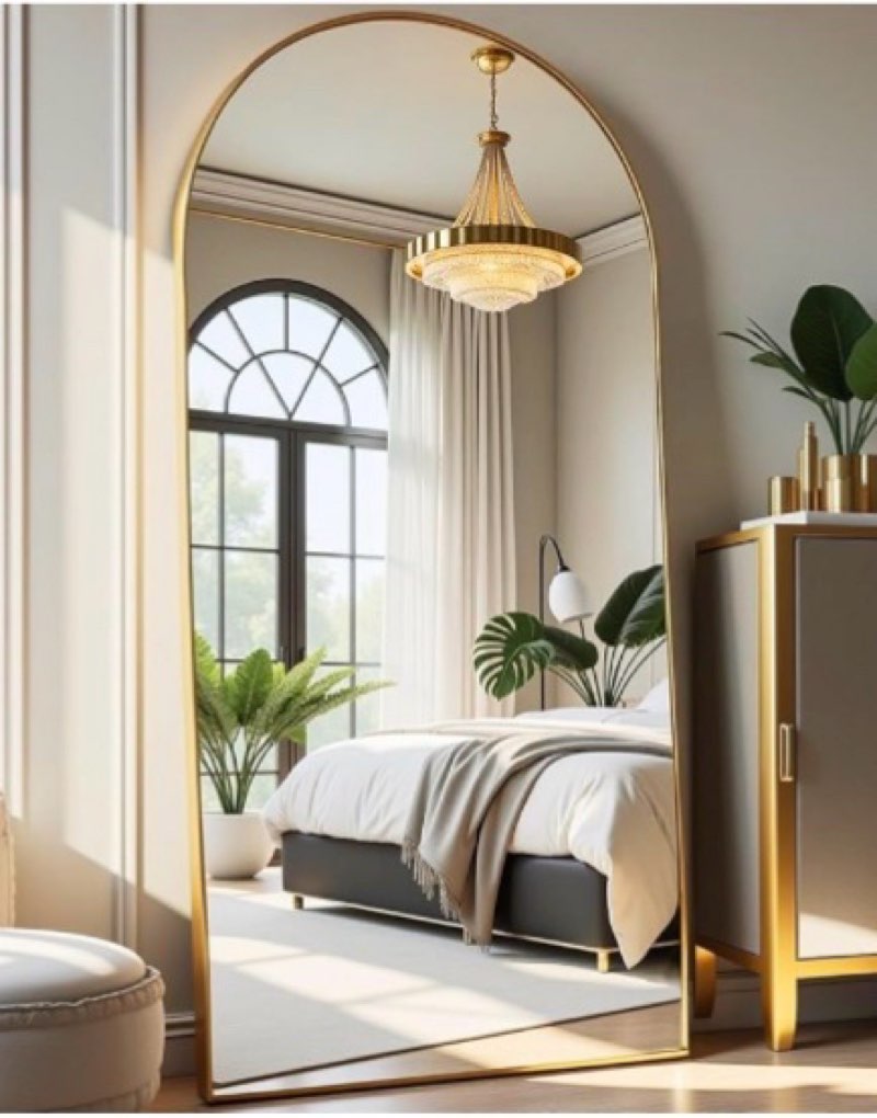 DMWOODFL 71"x26" Arched Full-Length Mirror with Explosion-Proof HD Glass - Oversized Floor or Wall-M