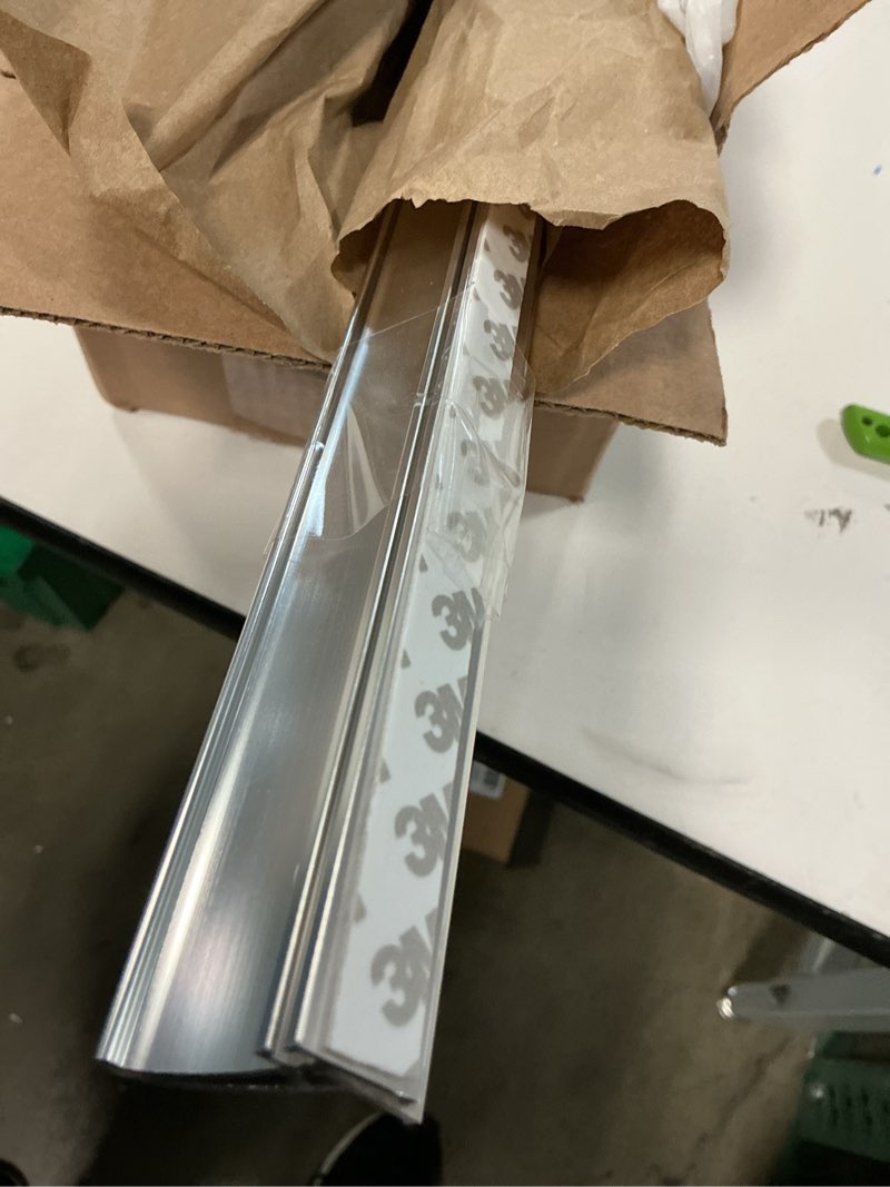 Condition photo showing Good Condition for hicarer 2 pcs 25'' chrome framed shower door replacement drip rail with vinyl sweep, shower door water deflector with bottom seal, applied mounting tape and screws silver 25"