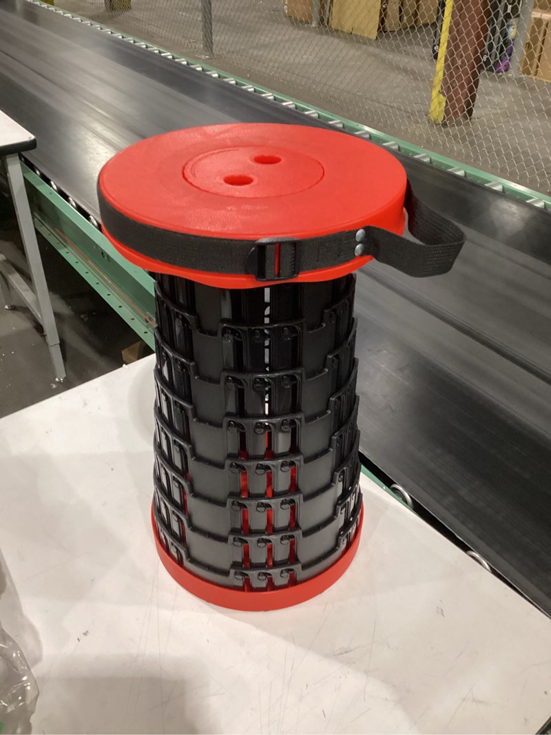 Condition photo showing Good Condition for 2025 Collapsible Stool Chair, Upgraded Folding Stool for Adults Lightweight, Sturdy, Adjustable, Portable, Foldable Seat Sturdy Stools for Outdoor Camping Fishing Hiking Gardening BBQ Black Red 1 pack