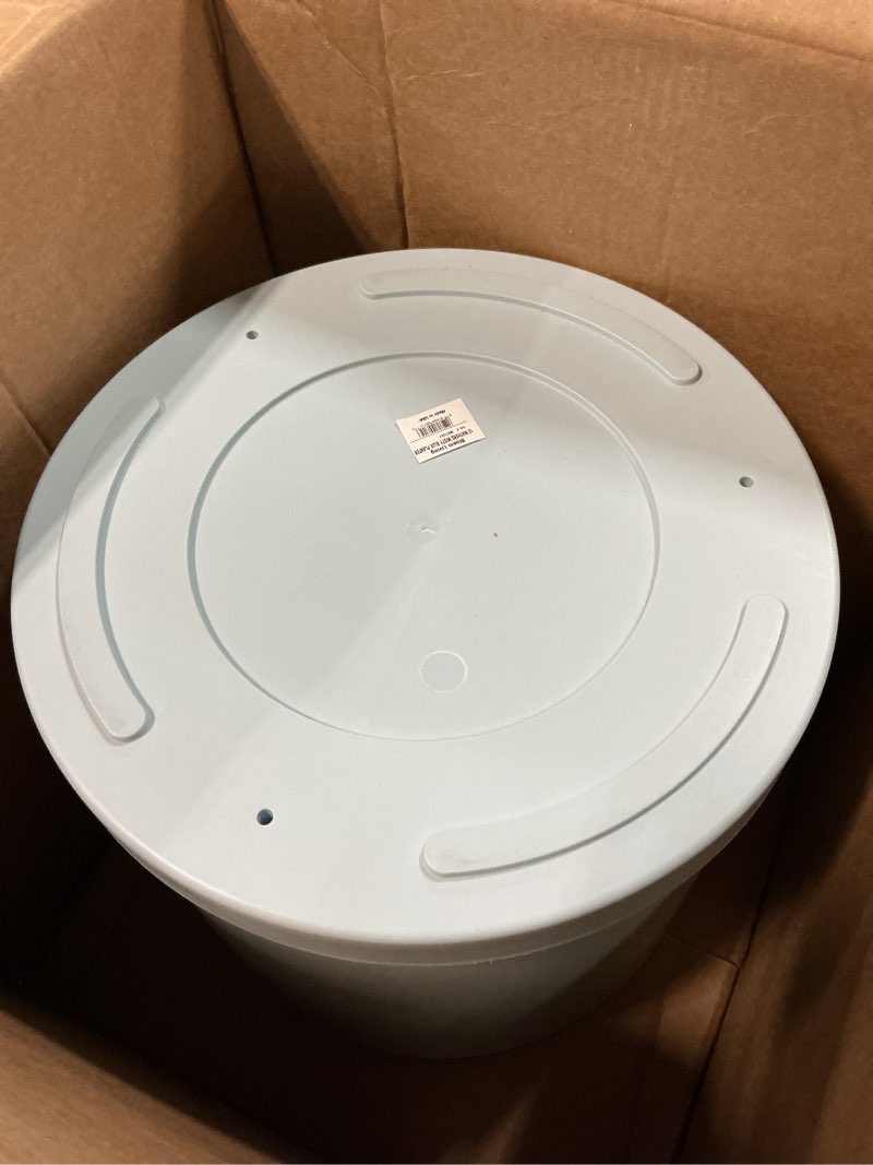 Condition photo showing Good Condition for bloem mathers round planter with saucer tray: 12" - misty blue - modern design, durable plastic pot, removable saucer, for indoor & outdoor use, gardening, 5.8 gallon capacity