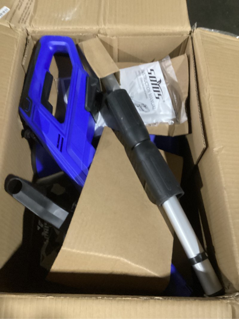 Condition photo showing As Is for SOYUS Electric Snow Shovel Cordless, 20V 12-Inch Electric Snow Blower, Snow Shovel for Driveway with Directional Plate (1x4.0Ah Battery, Charger and Cover Included) 12 Inch with Handle LED Light