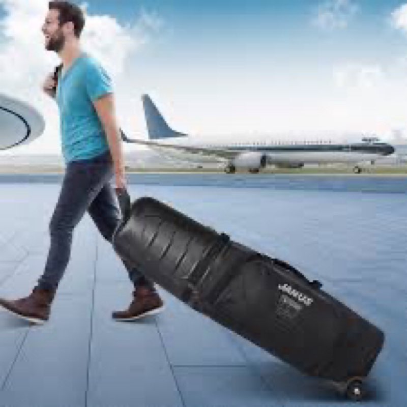 JANUS Golf Travel Bag Hard Case with Foldable Support Legs, Hands-Free Golf Club Travel Bag with 360