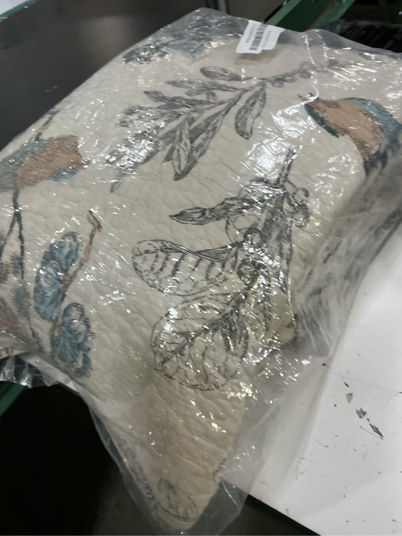 Condition photo showing Good Condition for qucover cotton quilt king, american country bird quilt king size, 3-piece farmhouse flying birds quilt, lightweight bedspread coverlet set, all seasons quilt bedding set, with shams, 98x106 inch
