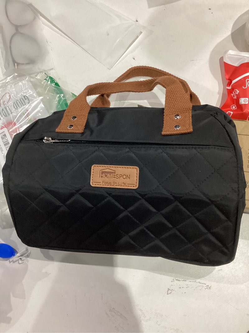 homespon insulated lunch bag for women men adults lunch tote with front pocket lunch box container cooler bag for work picnic (black)