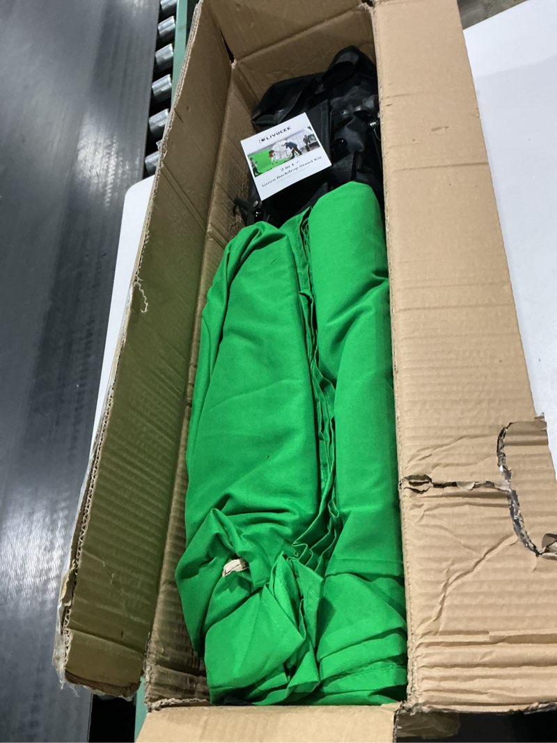 Condition photo showing Good Condition for 2 in 1 Green Backdrop Stand Kit, 10x8.5 ft Portable Dual Rod Stand kit with 8.5x12ft Green Backdrop-