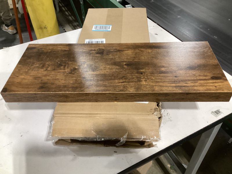 Condition photo showing Good Condition for QEEIG Floating Shelves for Wall 23.6" Long - Wall Mounted Shelf Bathroom Kitchen Living Room Bedroom Farmhouse Home Decor Display Bookshelf Large 23.6 x 9.3 inch Set of 2, Rustic Brown (008-60BN) 23.6" A. Brown