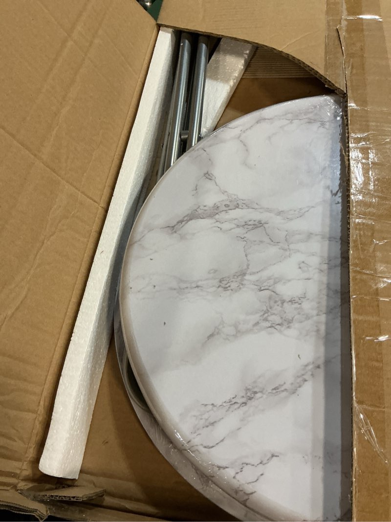 Condition photo showing Good Condition for tv tray table, round folding table, foldable snack tray for eating, small folding table set of 2, dinner table for couch, living room, small space (white marble, 2pcs) 2pcs white marble