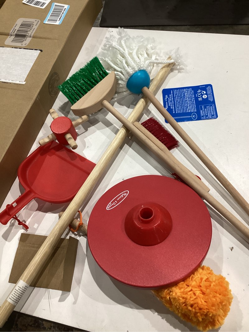 Condition photo showing Good Condition for melissa & doug dust sweep mop 6-piece pretend play set, toddler toy cleaning, pretend play home cleaning, kids broom and mop set for ages 3+