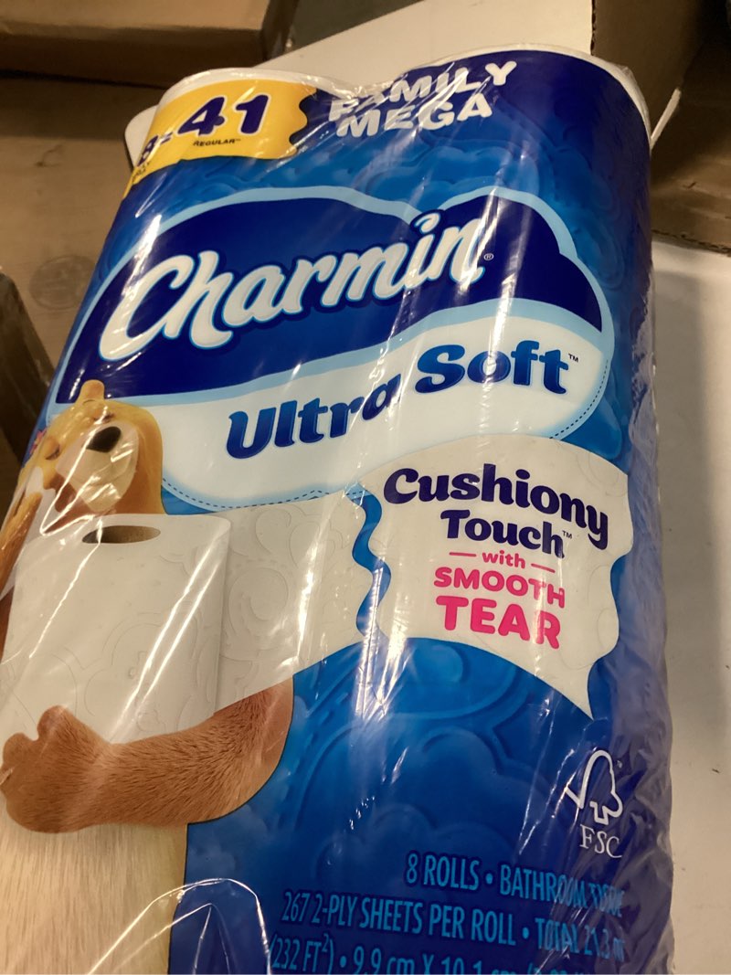 Condition photo showing Good Condition for charmin ultra soft cushiony touch toilet paper, 18 family mega xl = 126 regular rolls, 2-ply, white family mega xl 18 rolls (364 sheets)