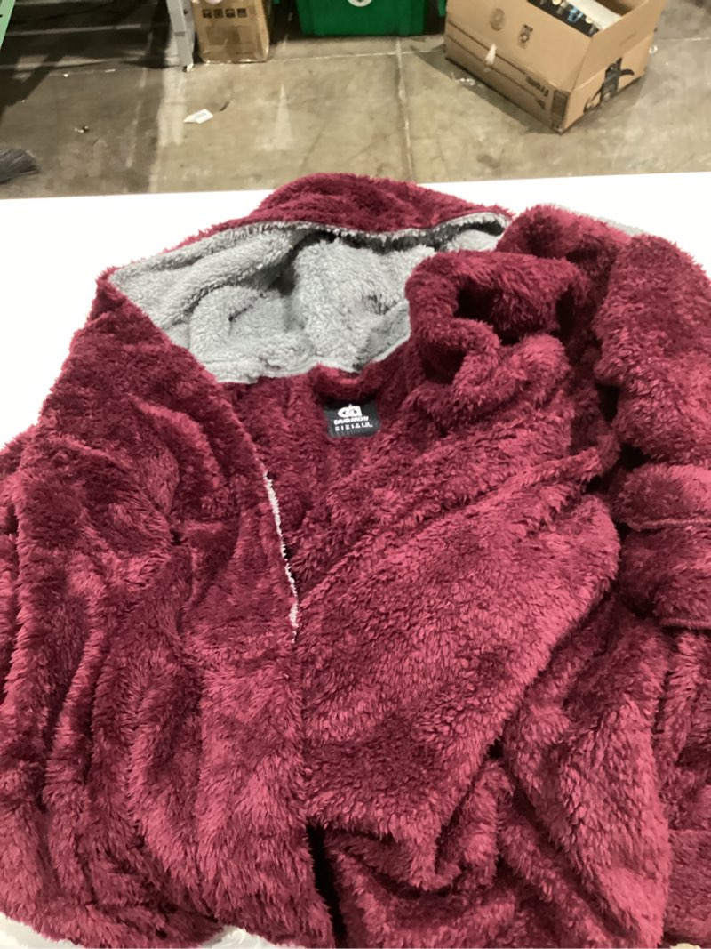 david archy men's soft fleece plush robe full length long bathrobe maroon and gray.