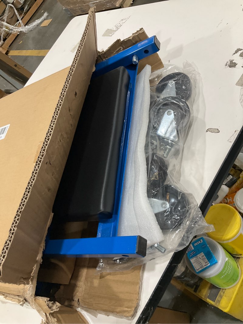 Condition photo showing Good Condition for Mechanic Creeper 36 inches 3-in-1 Mode Z Seat 340lbs Capacity, Foldable Garage Adjustable Rolling Folding with 6pcs Wheels Roller, Lay Down Sit Lean Back, Under Car Auto Repair, Blue, Man Gift Blue 3-in-1 Mode