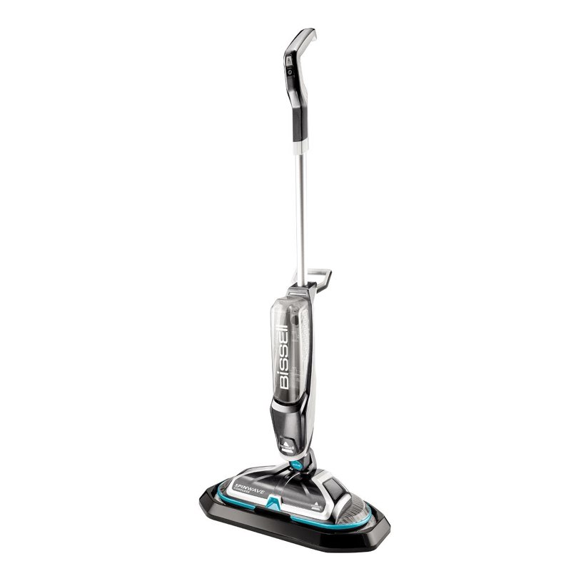 bissell spinwave cordless hard floor spin mop 2315a 14" cleaning path gray: lithium ion battery, swivel mop head, 20 min run time