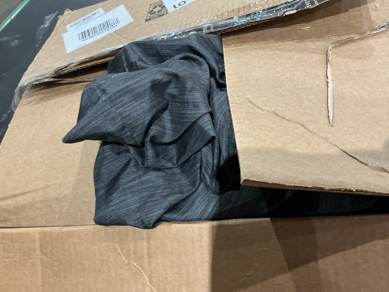 Condition photo showing As Is for bedsure king size comforter set - black soft bedding for all seasons, cationic dyed bed set, 3 pieces, 1 king size comforter (104"x90") and 2 pillow shams (20"x36"+2") king 03 - charcoal melange