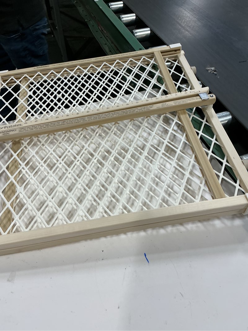 Condition photo showing Good Condition for toddleroo by north states - diamond mesh wooden baby gate: pressure mounted baby gate for doorways - adjustable 26.5 to 42 inches wide - 23 inches tall