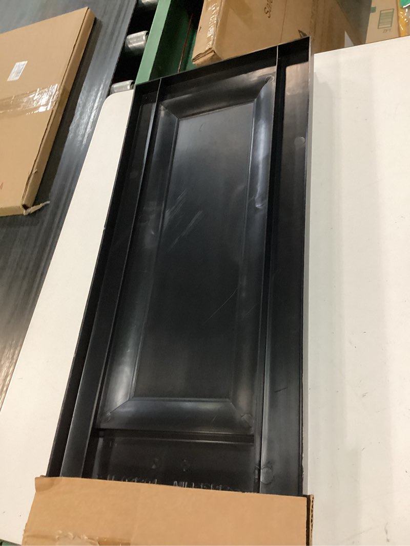 Condition photo showing Good Condition for 12 in. w x 51 in. h builders edge  standard two equal panels  raised panel shutters  includes matching installation spikes  002 - black