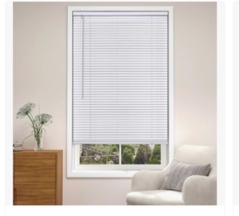LazBlinds Cordless White 1" Room Darkening Vinyl Mini Blinds, 29" W X 64" H Horizontal Window Blinds