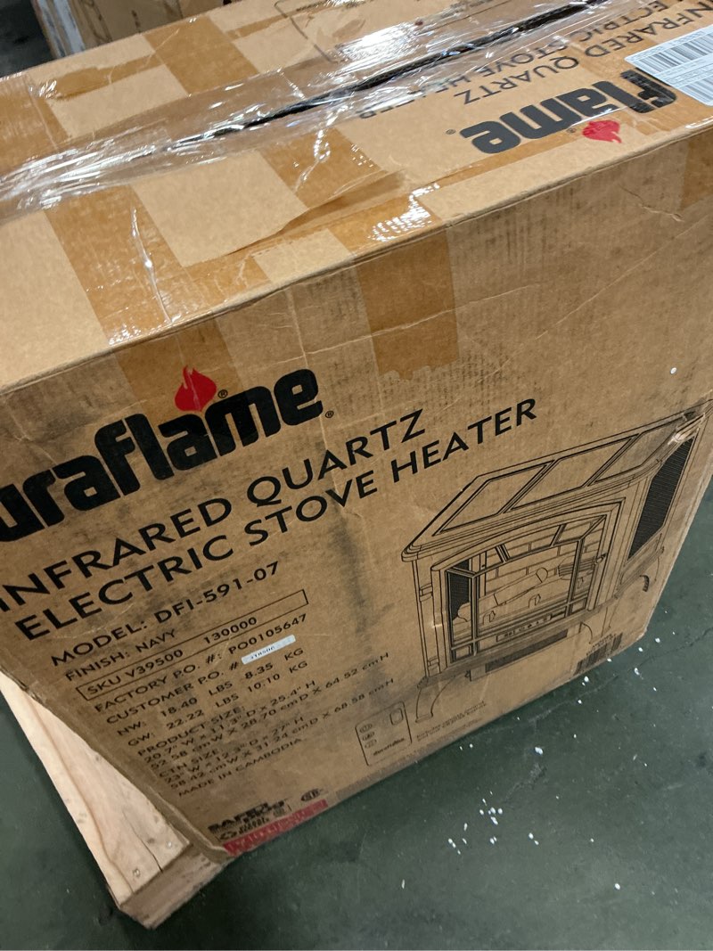 Condition photo showing New/Like New for Duraflame Electric Infrared Quartz Fireplace Stove with 3D Flame Effect, Navy