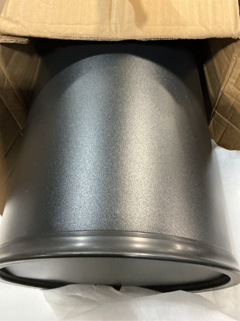 Condition photo showing As Is for 30l/8gal gold brass kitchen trash can,tall commercial garbage can with filp lid,black and gold trash can for kitchen,shopping mall,elevator gate,airport, hotel,commercial (black)