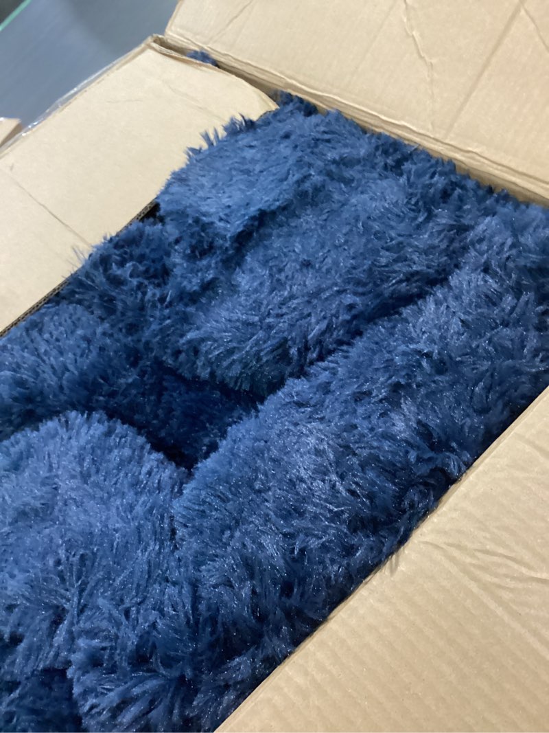 Condition photo showing Good Condition for TABAYON Indoor Modern Soft 7x10 Shag Area Rugs, Non-Slip Plush Nursery Accent Area Rug, Furry Faux Fur Shaggy Carpet for Living Room Home Decor Navy Blue 10' x 7' (Rectangular) A-navy Blue