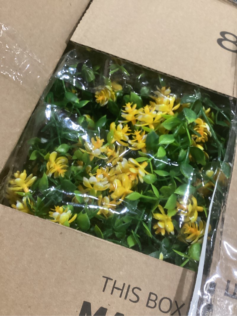 Condition photo showing New/Like New for RECUTMS Hanging Garland Plants Artificial Eucalyptus Garland Fake Hanging Eucalyptus Leaf Garlands with Flowers Faux Vine Plants for Indoor Outdoor Autumn Thanksgiving Wall Arch Wedding Decor(Yellow)