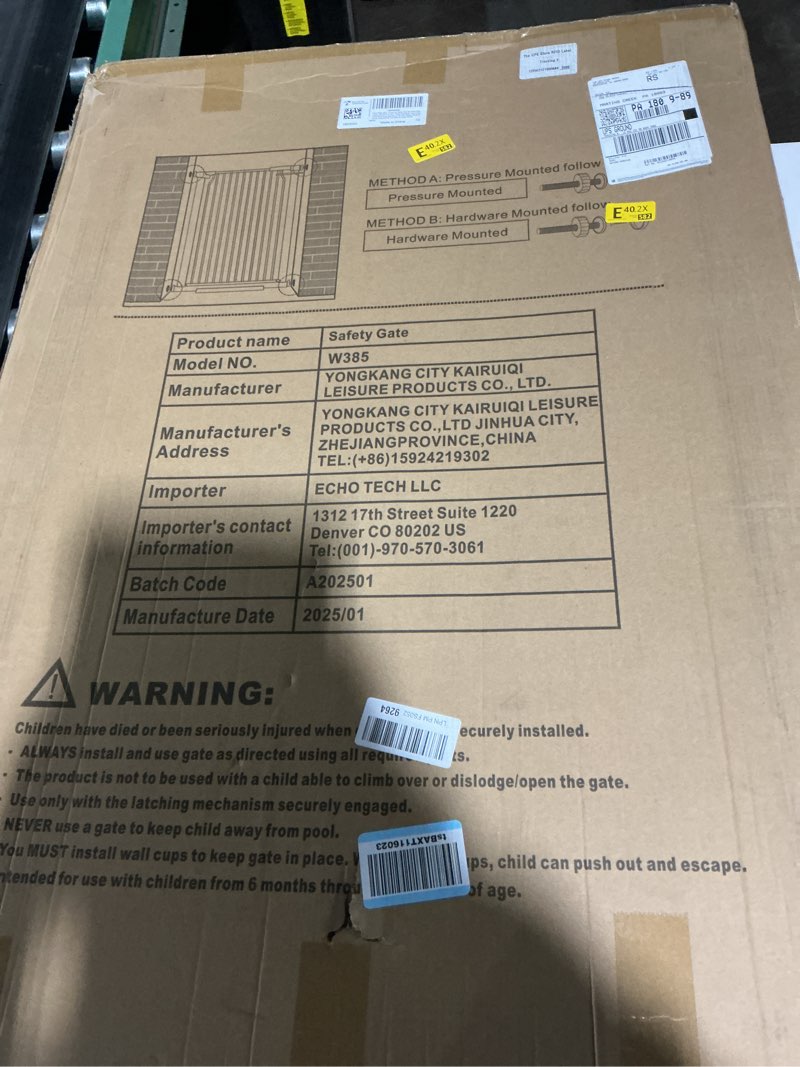 Fairy Baby 40.5" Extra Tall Baby Gate for Stairs Doorways, Fits 29.5" to 40.5" Wide Openings, Auto C