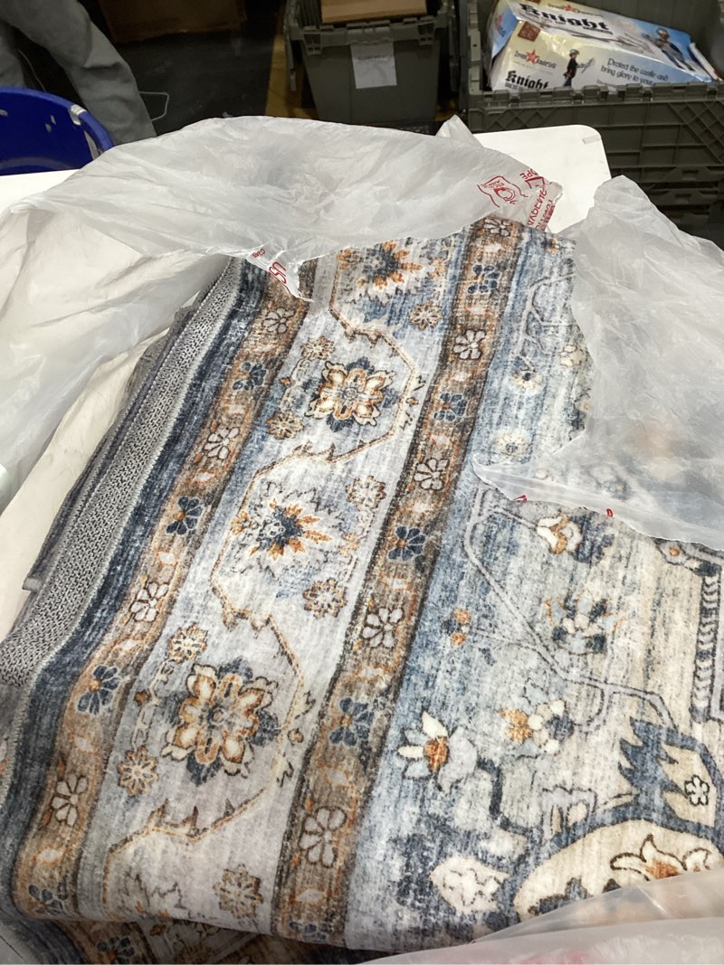 Condition photo showing Good Condition for Washable Hallway Runner Rug 3x20: Non Slip Runner Rugs with Rubber Backing Soft Kitchen Rug Farmhouse Distressed Carpet Runner for Living Room Bedroom Bathroom (Blue, 3X20) 3' x 20' (Rectangular) Blue
