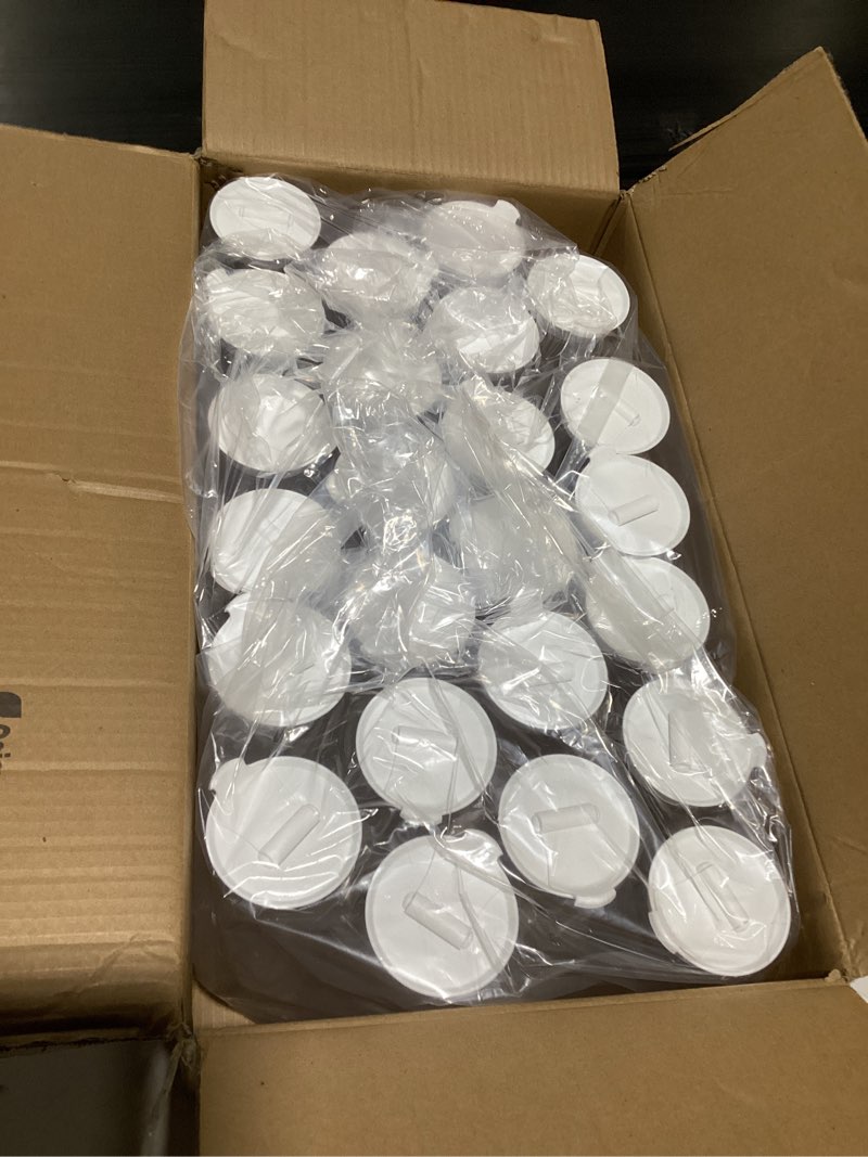 Condition photo showing Good Condition for Gejoy 24 Pcs Plastic Water Carafe with Lids 32 oz Clear Juice Pitchers for Mimosa Bar Drinks Milk Iced Tea Beverage Containers for Home Restaurant School Fridge, Not Dishwasher Safe (White Cap) 24 White Cap