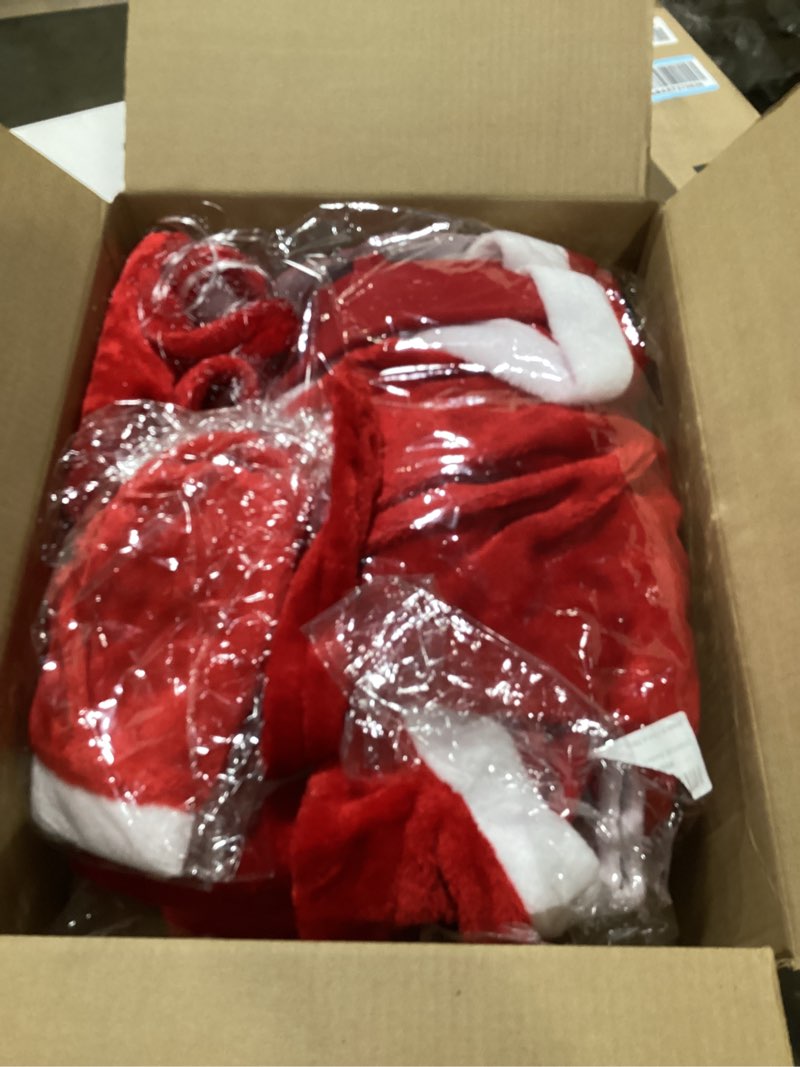 Condition photo showing As Is for Santa Claus Robe Christmas Costume for Men Xmas Cosplay Outfit with Hat Beard Belt Gloves Fancy Dress Party Homewear