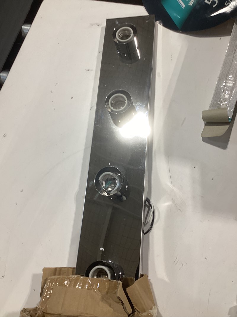 Condition photo showing As Is for design house polished chrome 5 lights vanity light surface