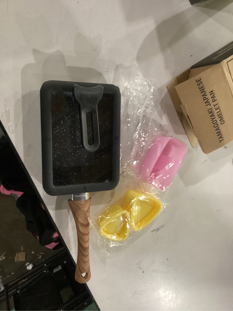 Condition photo showing As Is for Missing part ****Tamagoyaki Pan with Lid, Japanese Cookware, Egg Pan, Rectangle Frying Pan, Kitchen Accessories, Square Pan, Omelette Maker Nonstick (With Glass Lid)
