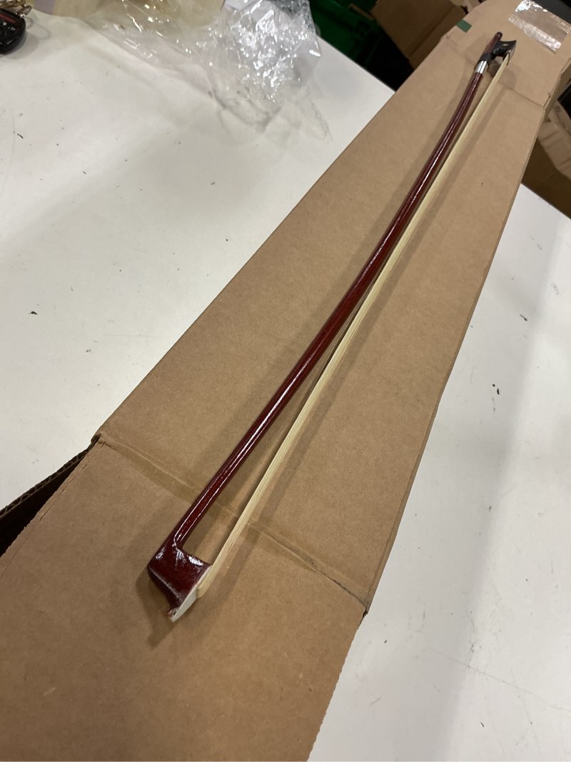 Condition photo showing As Is for amzz professional 4/4 full size violin bow - brazilwood with ebony frog & white horsehair for adults and student (4 4 violin bow size)