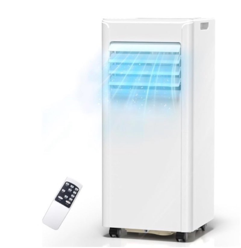 zafro 10000 btu portable air conditioner cools up to 450 sq. ft., remote control, led display, 3-in-1 modes portable ac units with window kits for bedroom, home, dorm, office, white