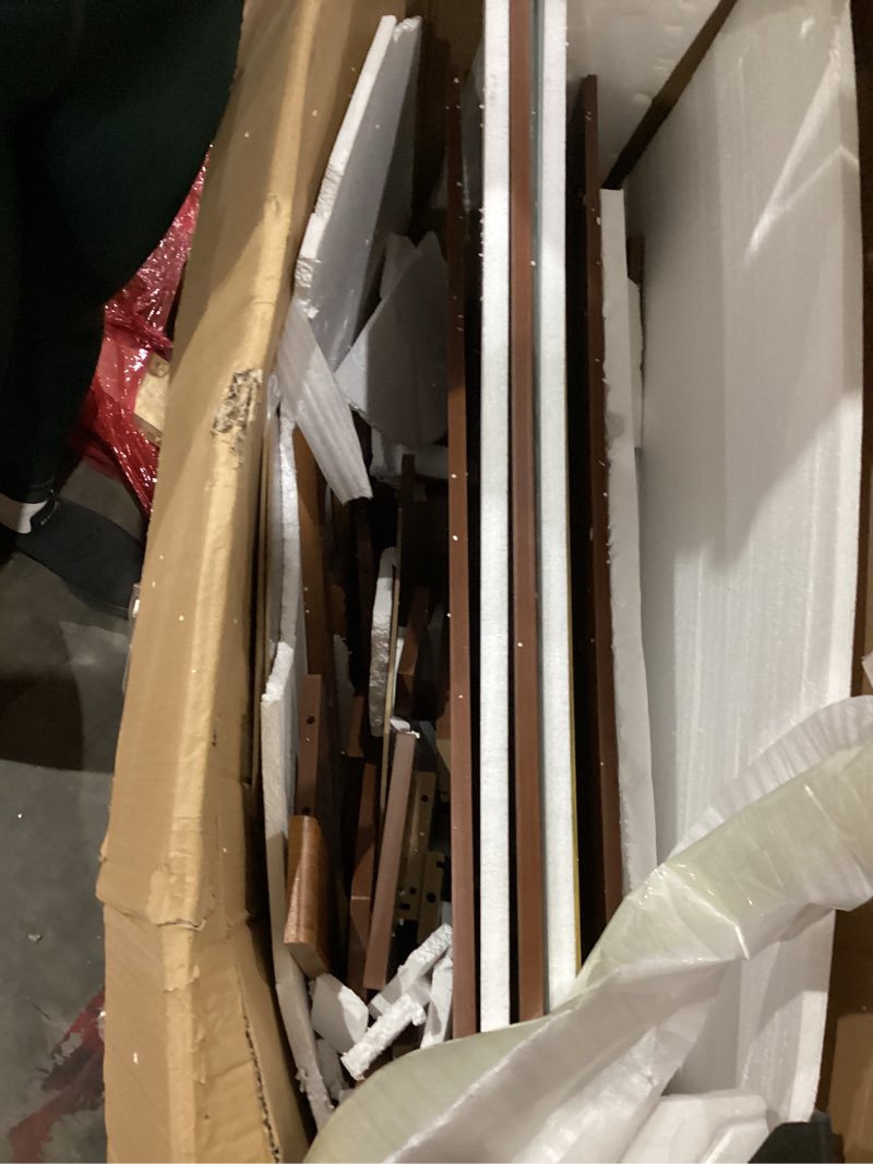 Condition photo showing As Is for modern vanity desk with led mirror & usb charging, wood makeup dressing table with 7 drawers for bedroom