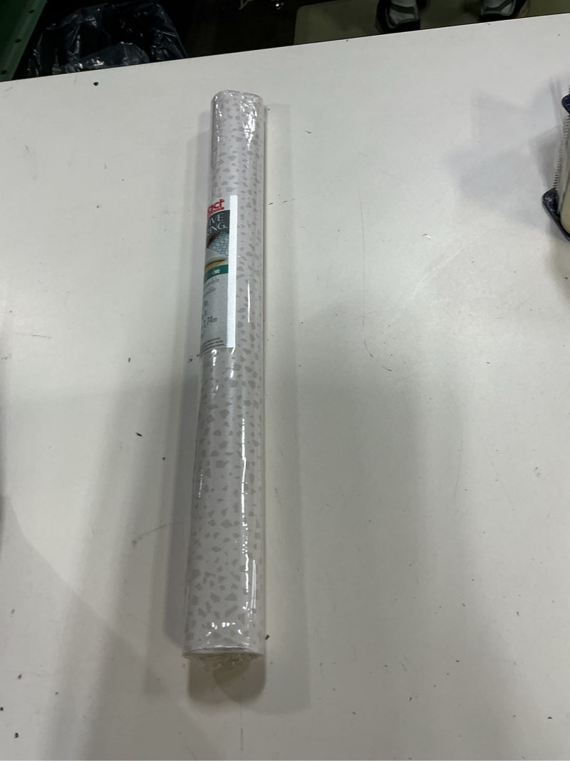 Condition photo showing New/Like New for con-tact brand creative covering, self-adhesive shelf liner, multi-purpose vinyl drawer liner, easy to use and apply, 18'' x 9', faded terrazzo bone faded terrazzo bone 18"w x 108"l