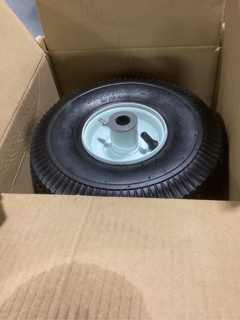Condition photo showing As Is for ASTROSYNC 105-3471 Front Wheel And Tire Assembly 4.10/3.5-4 Compatible With TORO TimeCutter Z ZD ZX Exmark Quest, Wheel Assy Replaces Part Number 105-3471 1053471 1pcs