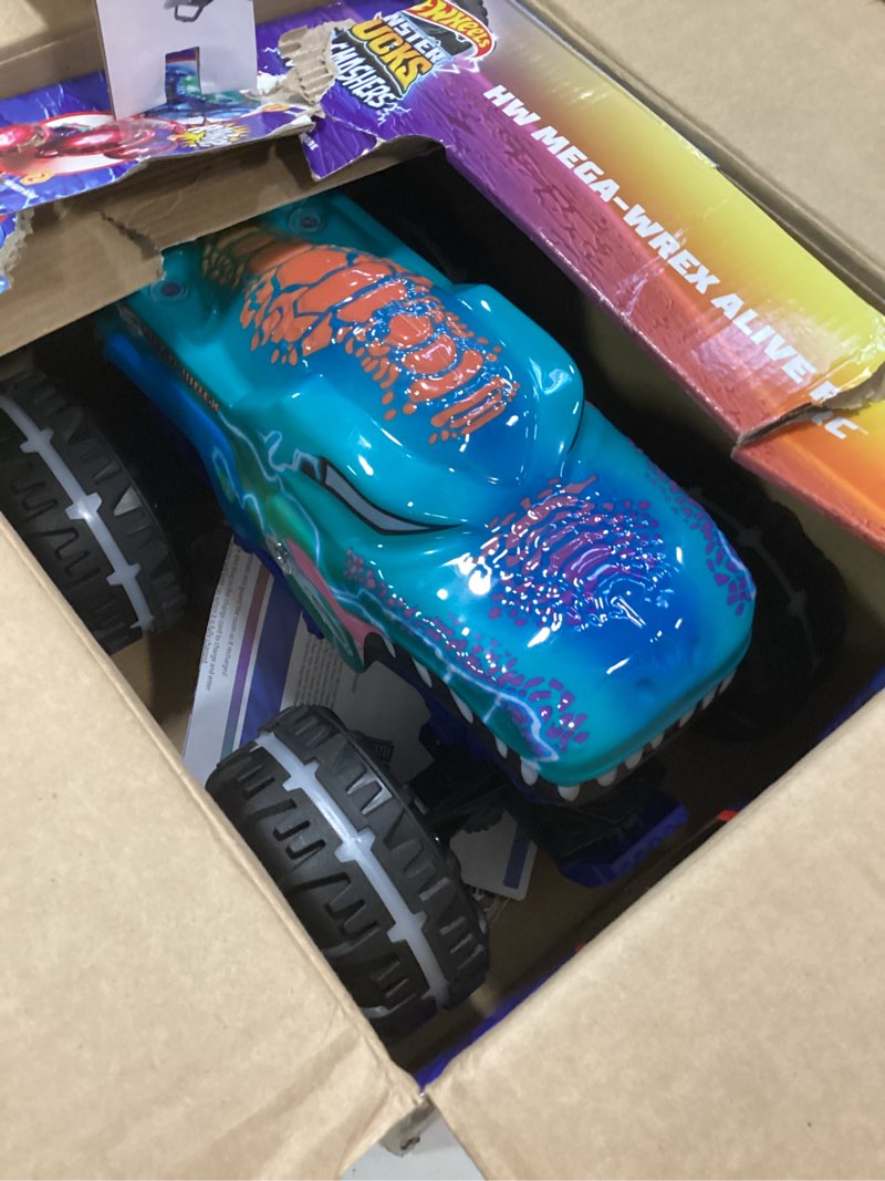 Condition photo showing As Is for Hot Wheels Monster Trucks 1:15 Scale Mega-Wrex Alive Battery-Powered RC Vehicle with Lights & Sounds