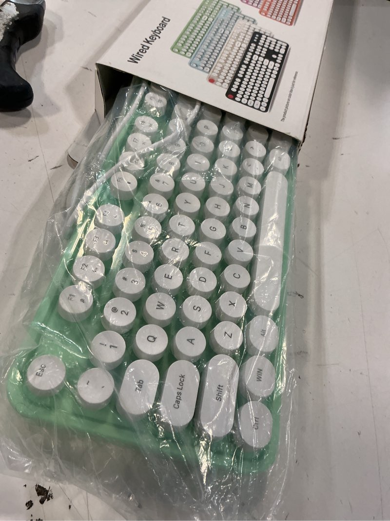 Condition photo showing Good Condition for Atelus Computer Keyboard Wired, Plug Play USB Keyboard with Large Number Pad, Caps Indicators, Foldable Stands, Full Size Keyboard for Windows PC Laptop (Green-White)