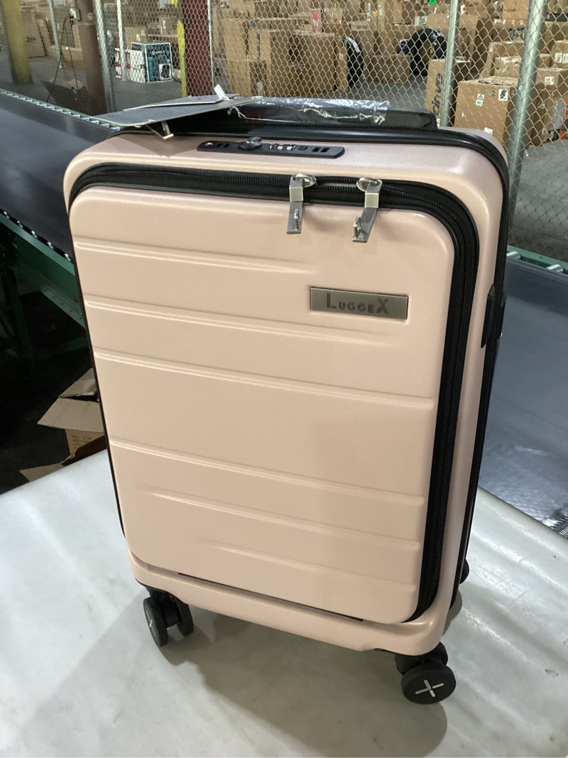Condition photo showing New/Like New for LUGGEX Carry On Luggage with Compartment, Expandable Polycarbonate Suitcase with Wheels (Pink, 20 Inch, 36.1L) Cameo Pink Carry-On 20-Inch
