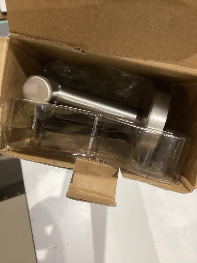 Condition photo showing As Is for allen + roth harlow 24-in brushed nickel wall-mount single towel bar