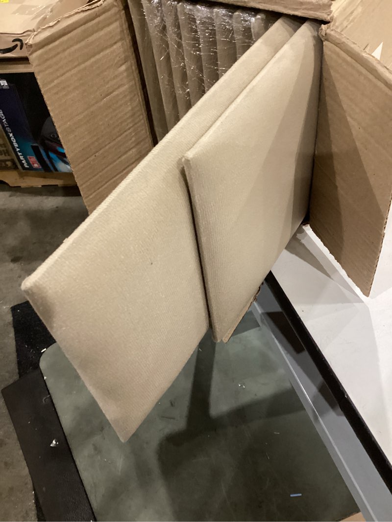 Condition photo showing Good Condition for upholstered headboard for king, full and queen in velvet gray wall panel for bedroom 23.6" x 7.8" easy to install & diy peel and stick style kit including 2 mounting tapes (10-pack) gray 10