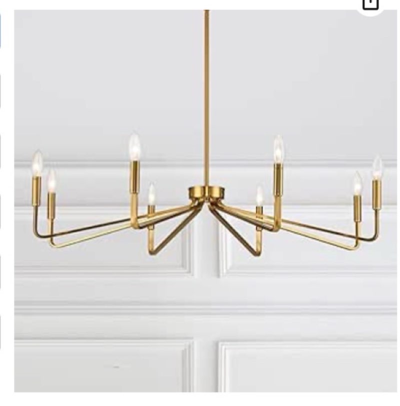 38" gold chandeliers for dining room, 8-light modern farmhouse chandelier light fixture, brushed brass industrial candle lighting hanging ceiling for living room bar kitchen island lights