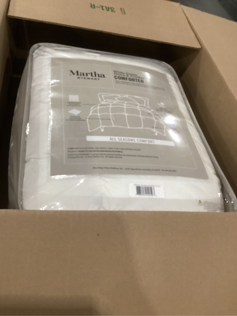 Condition photo showing Good Condition for martha stewart 240 thread count white goose down and feather comforter - all season warmth duvet insert with corner tabs made in usa - full/queen size