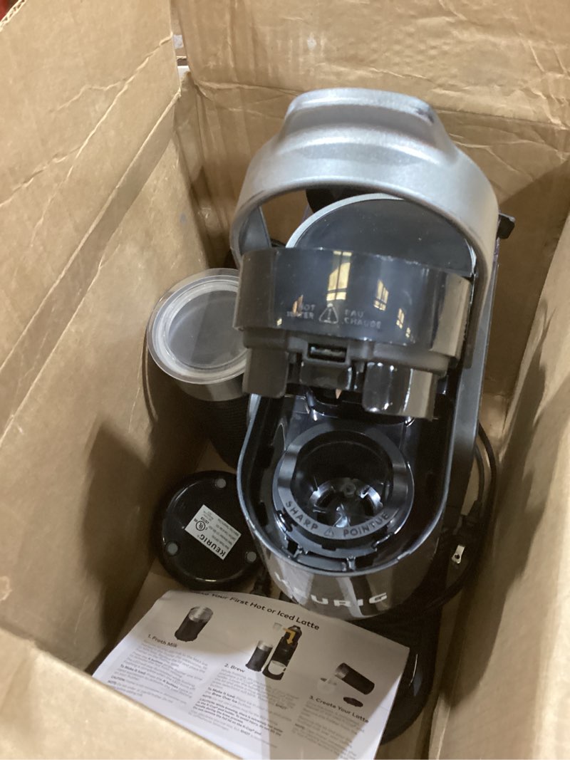 Condition photo showing As Is for keurig k-café barista bar single serve coffee maker and frother, with 3 brew sizes, hot and cold coffee capabilities, 2oz coffee shot button, black