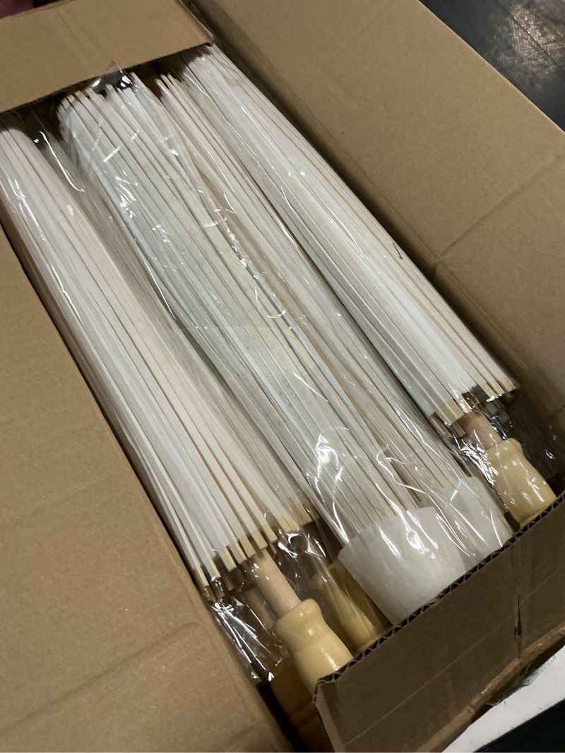Condition photo showing New/Like New for zealor 20 pcs 33 inches white paper umbrellas, oiled chinese & japanese style white parasols, white 