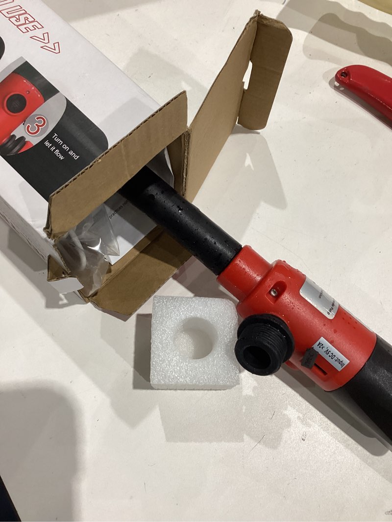 Condition photo showing As Is for 2025 upgraded fuel transfer pump - leak-proof usb charging gas pump for gas can - 2.8 gpm portable battery powered pump for gas, gasoline hand control nozzle