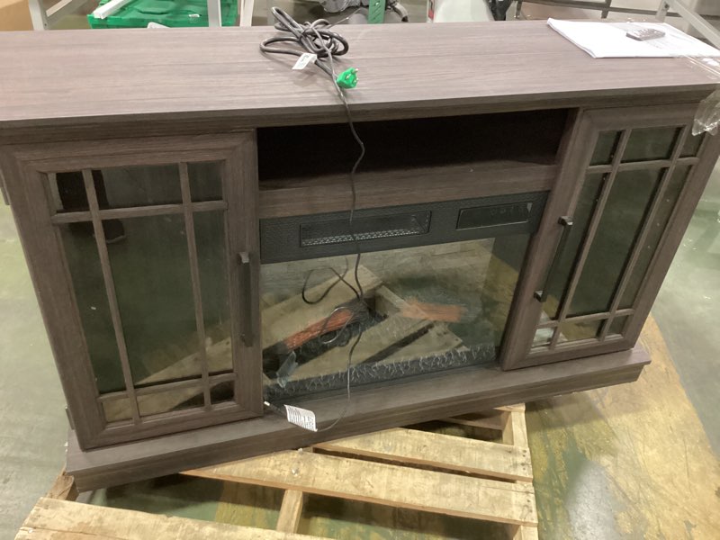 Condition photo showing Good Condition for allen + roth 54-in W Waverly Oak TV Stand with Infrared Quartz Flat Wall
