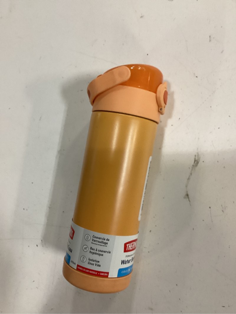 Condition photo showing Good Condition for thermos funtainer 16 ounce stainless steel vacuum insulated bottle with wide spout lid, orange